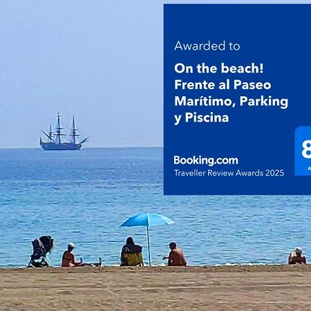 On The Beach! Frente Al Paseo Maritimo, Parking Y Piscina Малага Екстер'єр фото