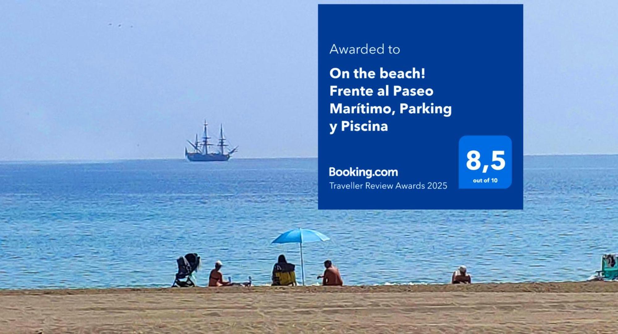 On The Beach! Frente Al Paseo Maritimo, Parking Y Piscina Малага Екстер'єр фото